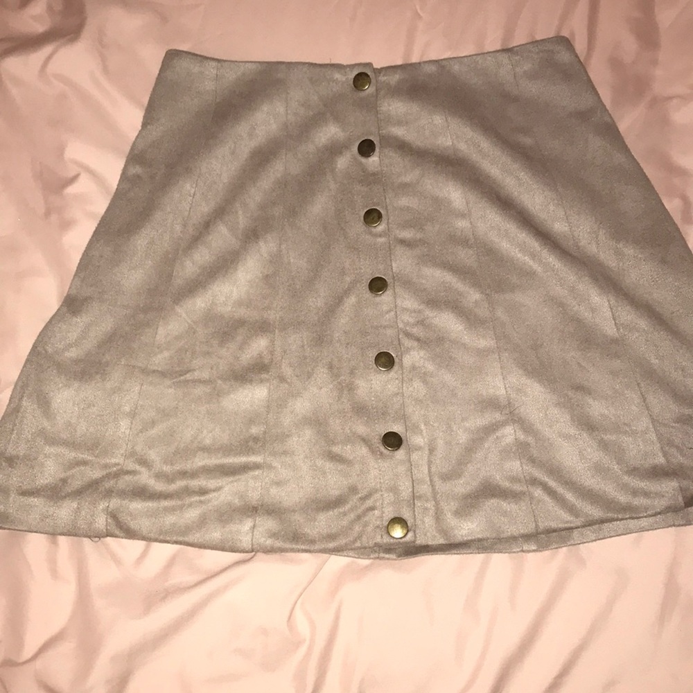 Altar’d State Tan Button Up Suede Mini Skirt!